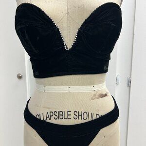 Vintage Trashy Lingerie Velvet & Rhinestone Set